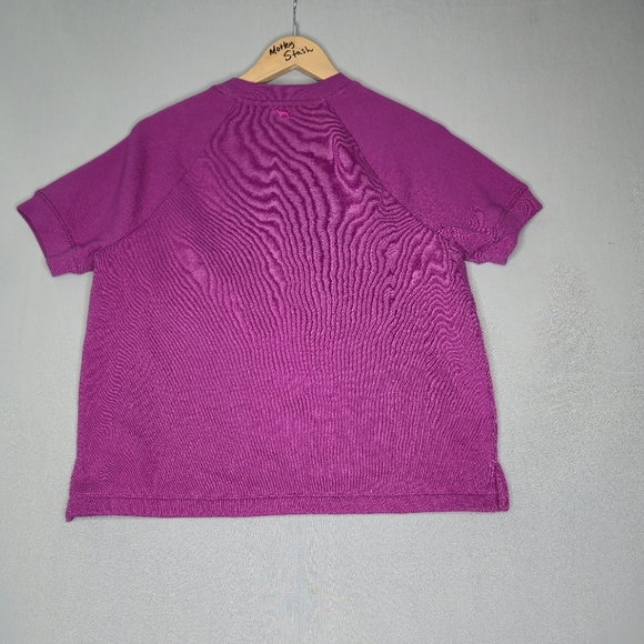 Pink Fleece cropped short sleeve crewneck sweatshirt Size XS - Picture 2 of 8